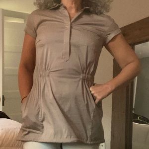 Brunello Cucinelli tan color drawstring tunic top